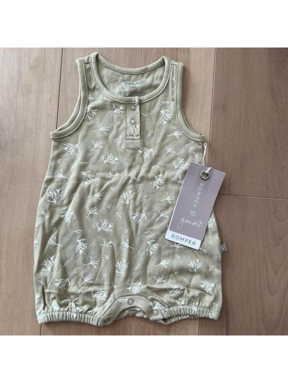 NWT Goumi Kids Branches Baby Romper SZ 3-6mo Baby Bamboo Organic Cotton Shortie